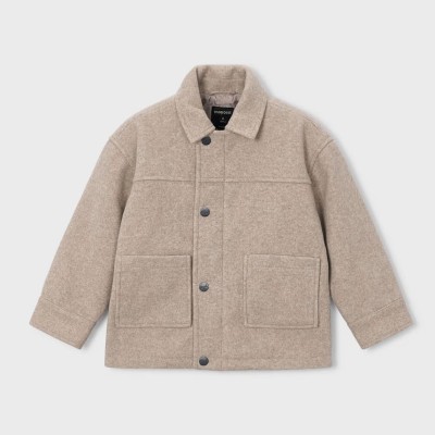 Mayoral Boys' Light Beige Short Coat with Buttons