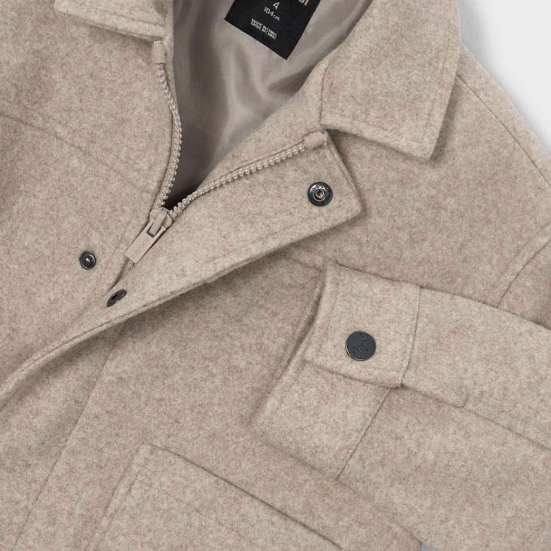 Mayoral Boys' Light Beige Short Coat with Buttons