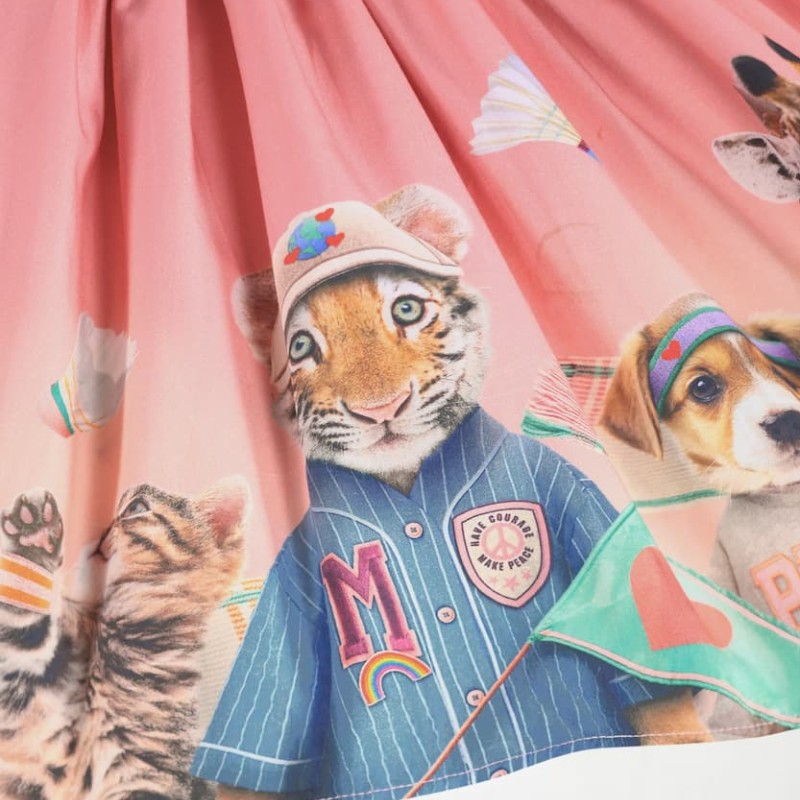 Molo Παιδικό Ροζ Φόρεμα με Μακριά Μανίκια και Animal Print