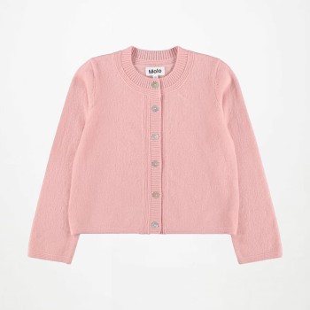 Molo Girls' Pink Wool Cardigan with Buttons