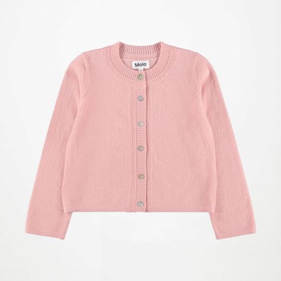 Molo Girls' Pink Wool Cardigan with Buttons