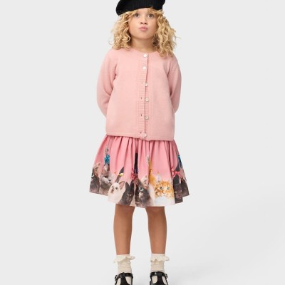 Molo Girls' Pink Wool Cardigan with Buttons
