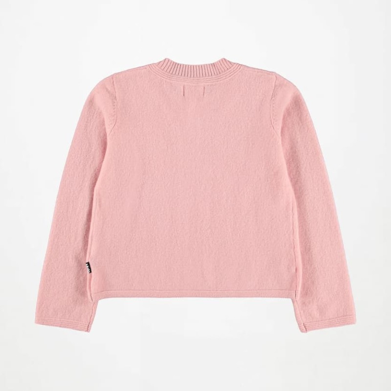 Molo Girls' Pink Wool Cardigan with Buttons
