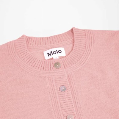 Molo Girls' Pink Wool Cardigan with Buttons