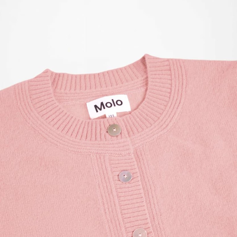 Molo Girls' Pink Wool Cardigan with Buttons
