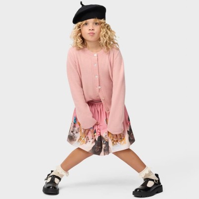Molo Girls' Pink Wool Cardigan with Buttons