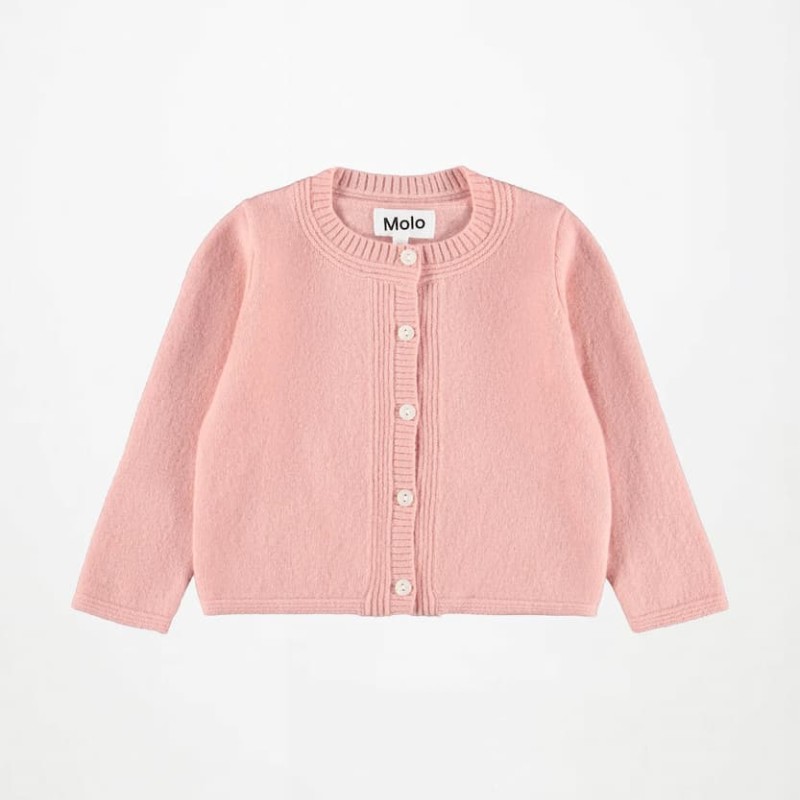 Molo Baby Girls' Pink Wool Cardigan with Buttons