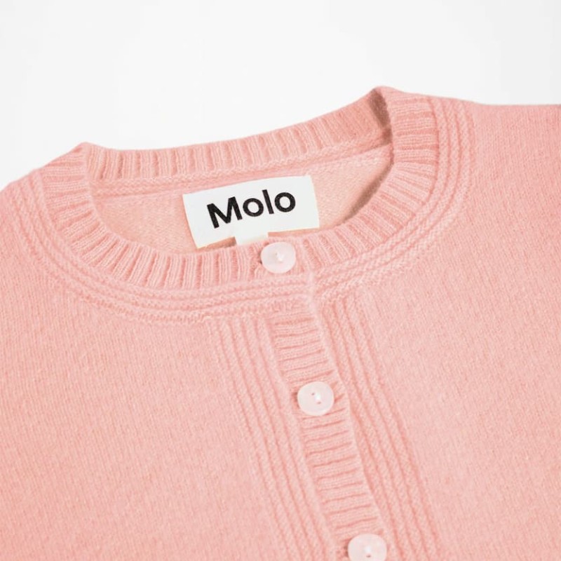 Molo Baby Girls' Pink Wool Cardigan with Buttons