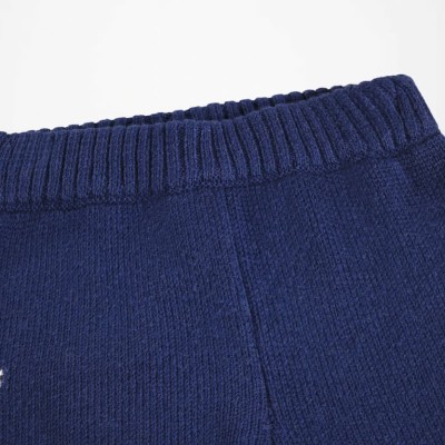 Molo Baby Boys' Dark Blue Knitted Trousers with Paw Print Pattern