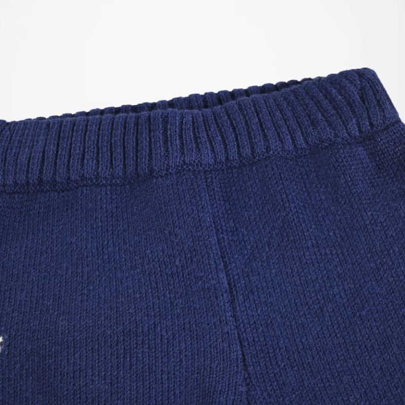 Molo Baby Boys' Dark Blue Knitted Trousers with Paw Print Pattern