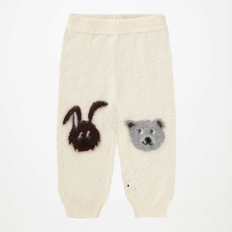 Molo Baby Off-White Wool Trousers with Animal Details