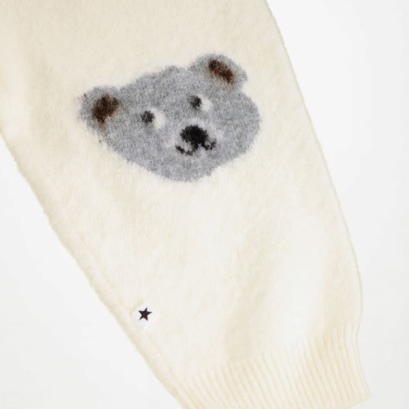 Molo Baby Off-White Wool Trousers with Animal Details