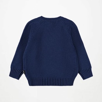 Molo Baby Boys' Blue Knitted Jumper with Cream Bunny Motif