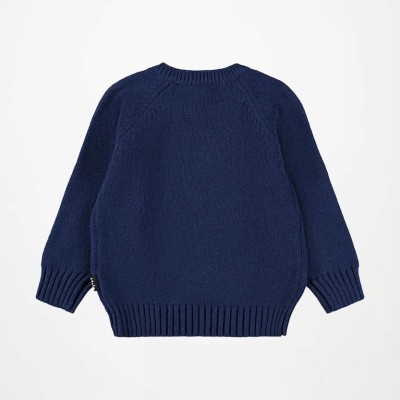 Molo Baby Boys' Blue Knitted Jumper with Cream Bunny Motif