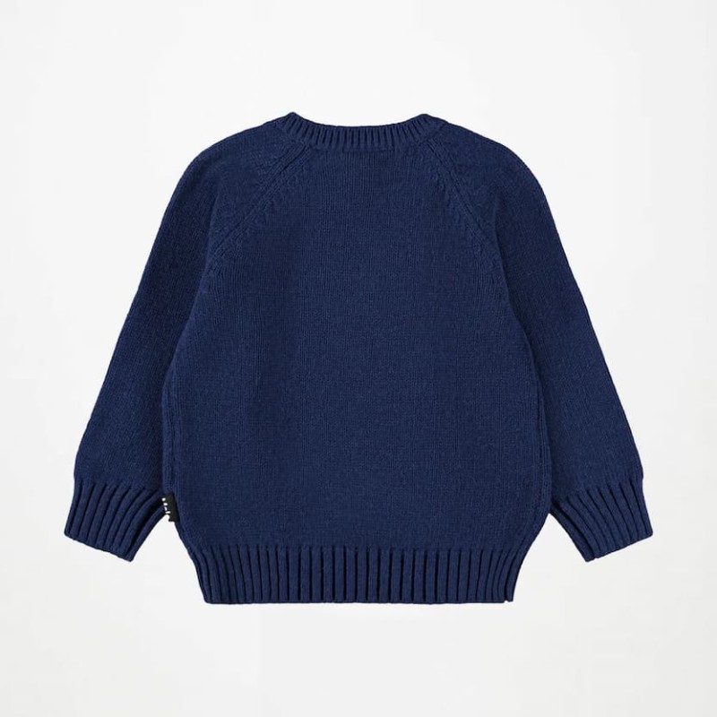 Molo Baby Boys' Blue Knitted Jumper with Cream Bunny Motif