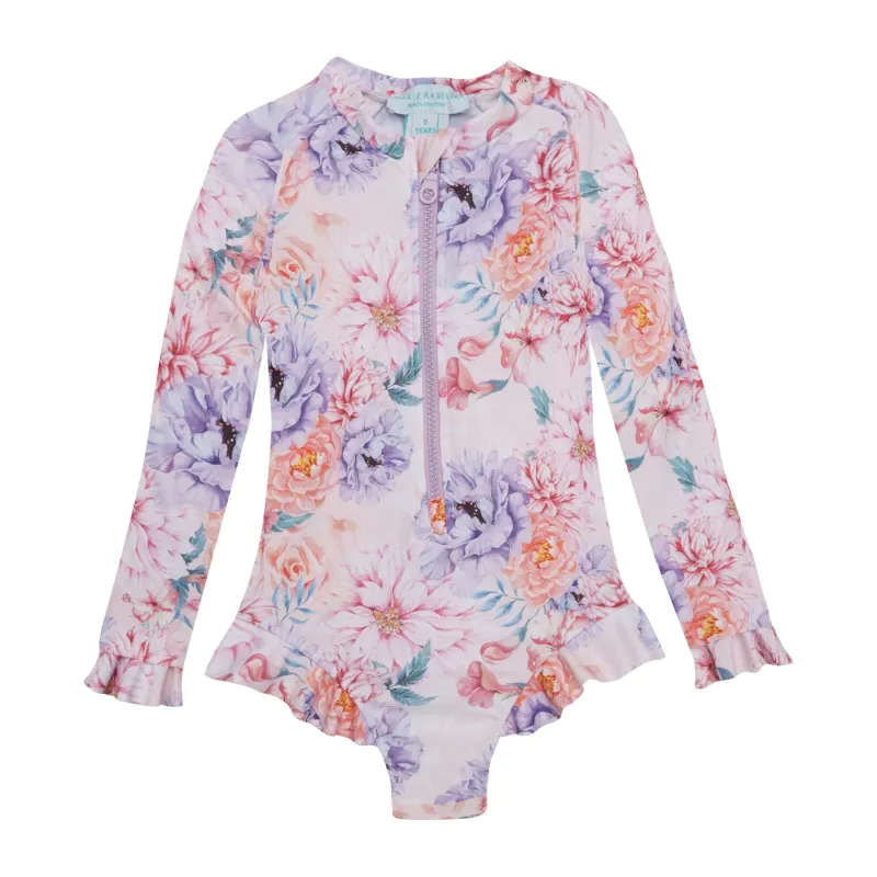 Marie Raxesky Swimsuit One Piece Long Sleeve Ruffles Romantic