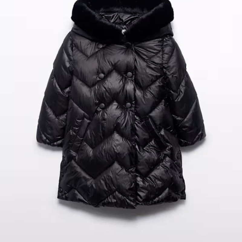 Abel & Lula  Mάυρο Μακρύ Μπουφάν