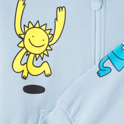 Stella McCartney Kids Boys' Light Blue Cotton Jersey Hoodie with Cheerful Print