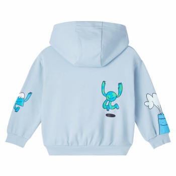 Stella McCartney Kids Παιδική Φούτερ αγοριστική ζακέτα με Κουκούλα από Βαμβακερή Ζέρσεϊ με Χαρούμενο Print (Γαλάζιο)