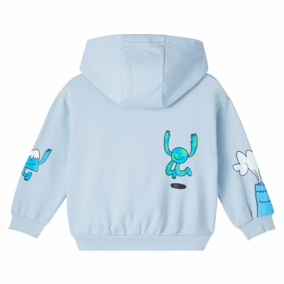 Stella McCartney Kids Boys' Light Blue Cotton Jersey Hoodie with Cheerful Print