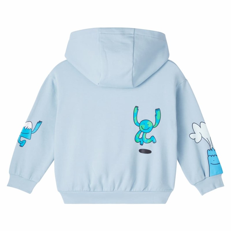 Stella McCartney Kids Παιδική Φούτερ αγοριστική ζακέτα με Κουκούλα από Βαμβακερή Ζέρσεϊ με Χαρούμενο Print (Γαλάζιο)