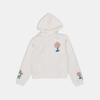 Stella McCartney Παιδική Λευκή Ζακέτα με Κουκούλα και Στάμπα Μαργαρίτα “Being Kind is Cool”
