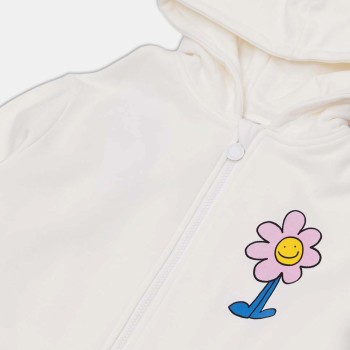 Stella McCartney Παιδική Λευκή Ζακέτα με Κουκούλα και Στάμπα Μαργαρίτα “Being Kind is Cool”