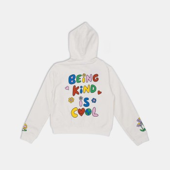 Stella McCartney Παιδική Λευκή Ζακέτα με Κουκούλα και Στάμπα Μαργαρίτα “Being Kind is Cool”