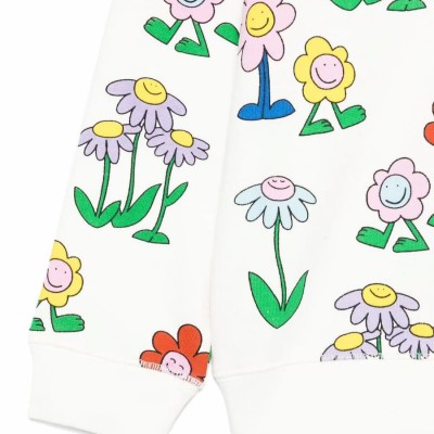Stella McCartney Kids Λευκή Παιδική Φούτερ Μπλούζα με Λουλουδάτο Print