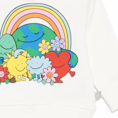 Stella McCartney Kids Λευκή Κοριτσίστικη Βρεφική Φούτερ Μπλούζα με Γραφικό Σχέδιο "Earth"
