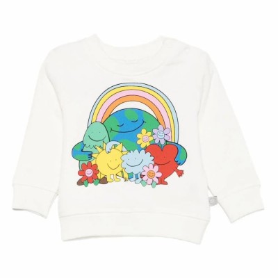 Stella McCartney Kids Λευκή Κοριτσίστικη Βρεφική Φούτερ Μπλούζα με Γραφικό Σχέδιο "Earth"