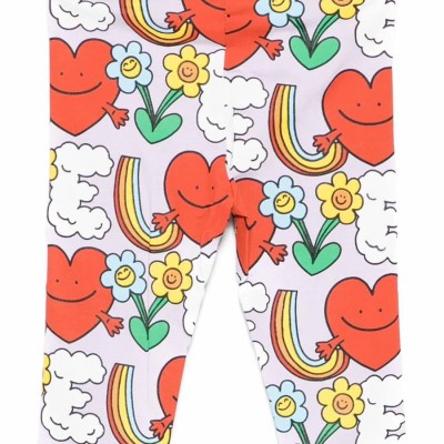 Stella McCartney Kids Μωβ Βρεφικό Κολάν για Κορίτσι με Κόκκινες Καρδιές