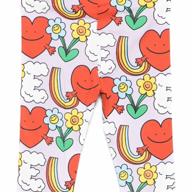 Stella McCartney Kids Μωβ Βρεφικό Κολάν για Κορίτσι με Κόκκινες Καρδιές