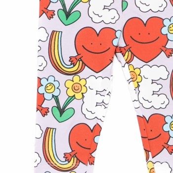 Stella McCartney Kids Μωβ Βρεφικό Κολάν για Κορίτσι με Κόκκινες Καρδιές