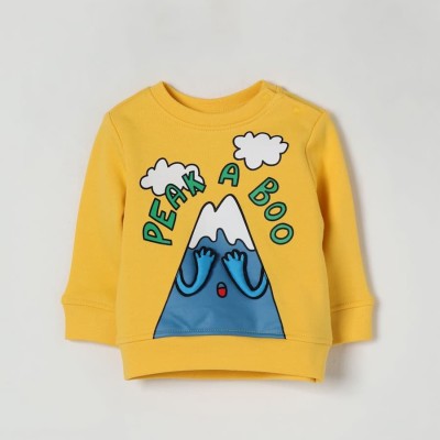 Stella McCartney Kids Κίτρινη Βρεφική Φούτερ Μπλούζα με Γραφικό Σχέδιο "Peek A Boo"