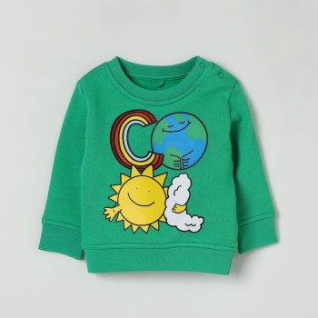 Stella McCartney Kids Πράσινη Βρεφική Φούτερ Μπλούζα με Ήλιο