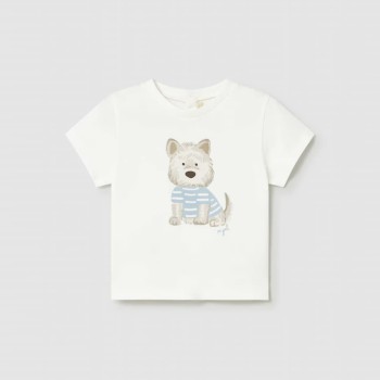 Mayoral Βρεφική Αγορίστικη Κρεμ Κοντομάνικη Μπλούζα με Στάμπα Yorkshire Terrier