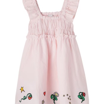 Stella McCartney Kids Embroidered Scalloped Linen and Cotton Dress