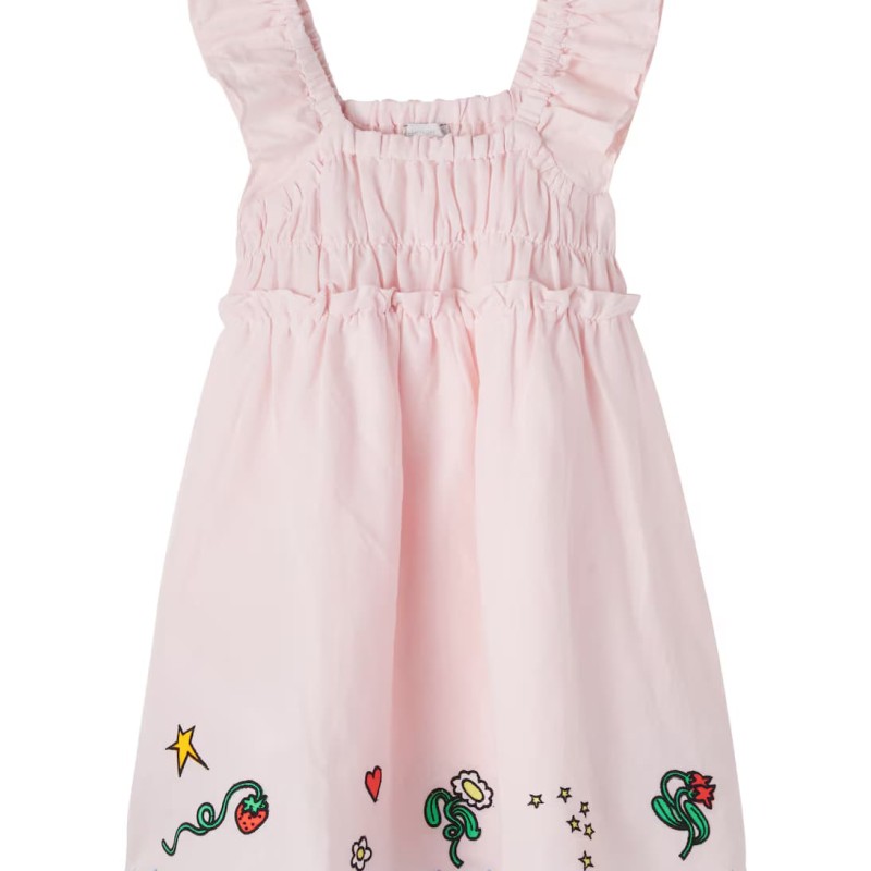 Stella McCartney Kids Embroidered Scalloped Linen and Cotton Dress