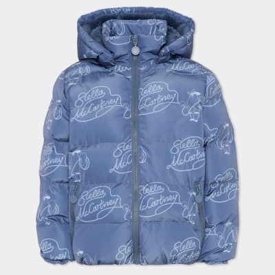 Stella McCartney Kids Navy Blue Lasso Logo Puffer Jacket