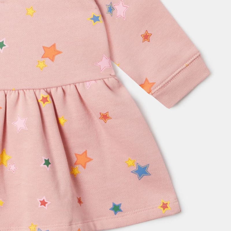 Stella McCartney Kids Βρεφικό Ροζ Φούτερ Φόρεμα με Πολύχρωμο Star Print
