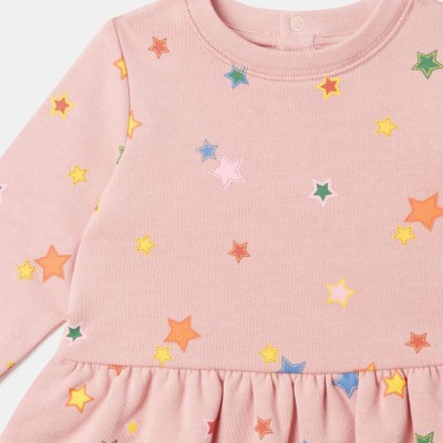 Stella McCartney Kids Βρεφικό Ροζ Φούτερ Φόρεμα με Πολύχρωμο Star Print