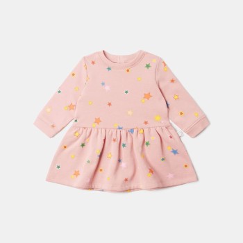 Stella McCartney Kids Βρεφικό Ροζ Φούτερ Φόρεμα με Πολύχρωμο Star Print