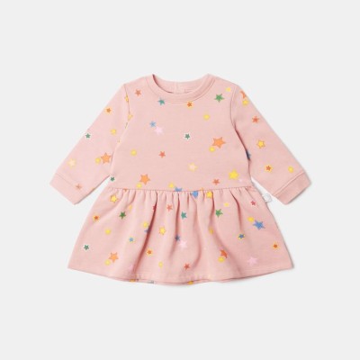 Stella McCartney Kids Βρεφικό Ροζ Φούτερ Φόρεμα με Πολύχρωμο Star Print