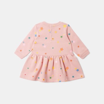 Stella McCartney Kids Βρεφικό Ροζ Φούτερ Φόρεμα με Πολύχρωμο Star Print