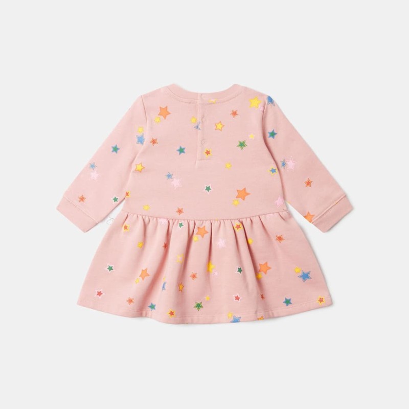 Stella McCartney Kids Βρεφικό Ροζ Φούτερ Φόρεμα με Πολύχρωμο Star Print