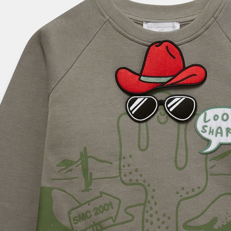 Stella McCartney Kids Παιδικό Πράσινο Φούτερ με Σχέδιο Κάκτου