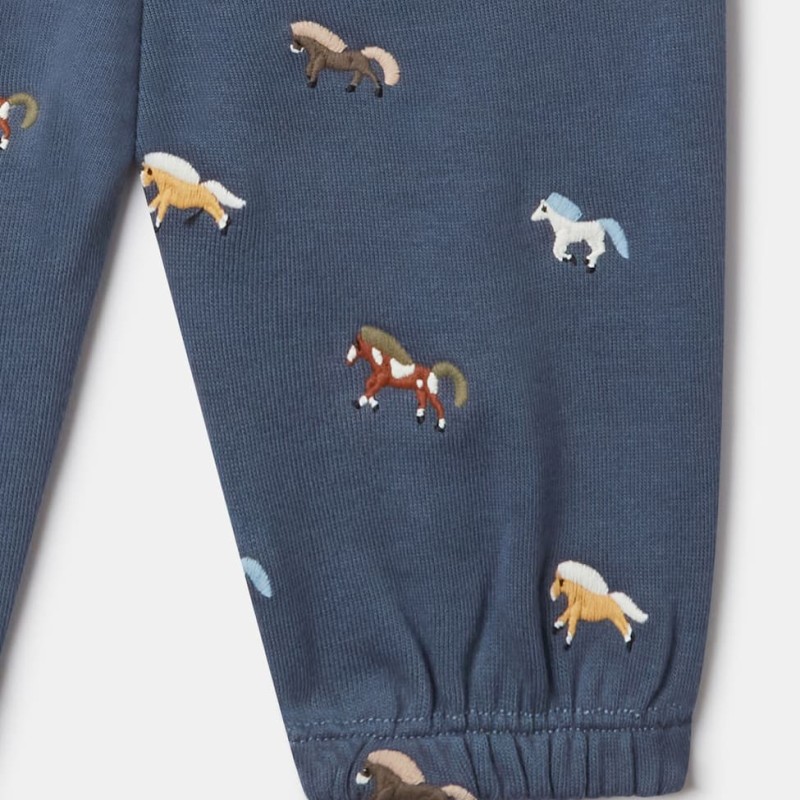 Stella McCartney Baby Boy Μπλε Φόρμα Παντελόνι με Σχέδιο Άλογα
