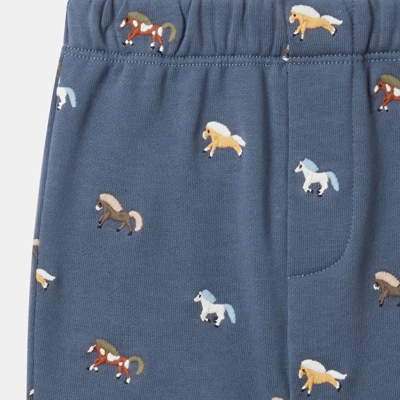 Stella McCartney Baby Boy Μπλε Φόρμα Παντελόνι με Σχέδιο Άλογα