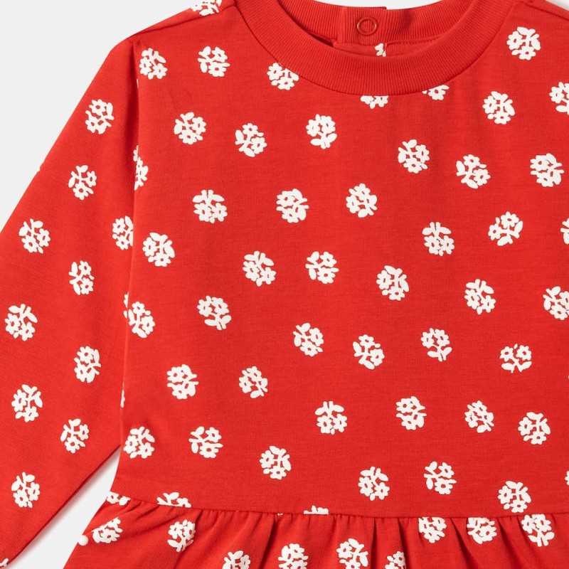 Stella McCartney Kids Baby Κόκκινο Φόρεμα Jersey με Ditsy Floral Print